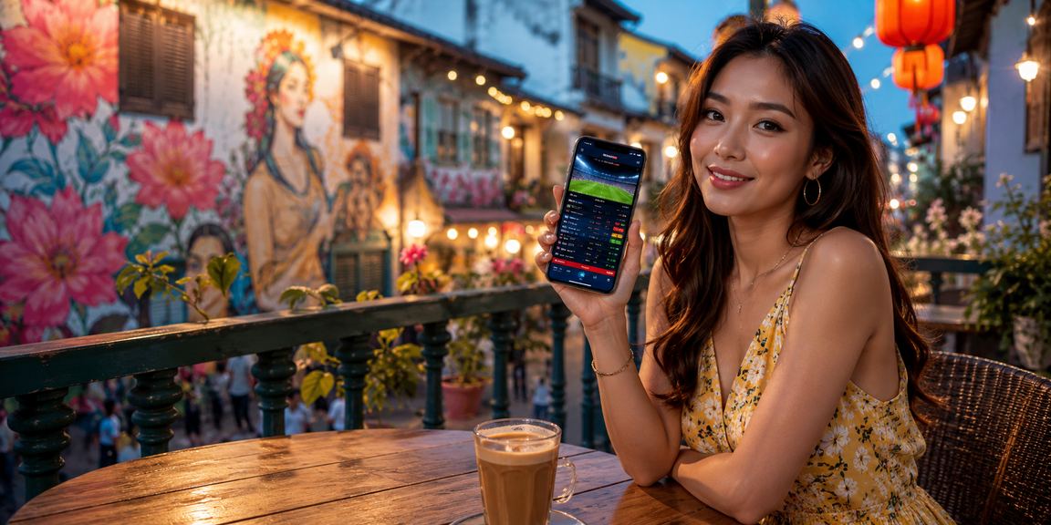 Pemain kasino mudah alih surga88 di Penang menggunakan telefon pintar bertaruh